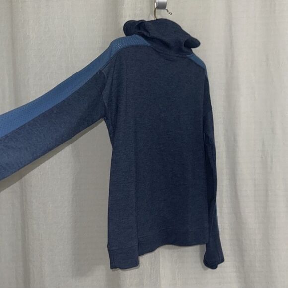 UA S Blue Light Blue Mesh Details Funnel Neck Pullover Sweatshirt Thumb Holes - Picture 10 of 15